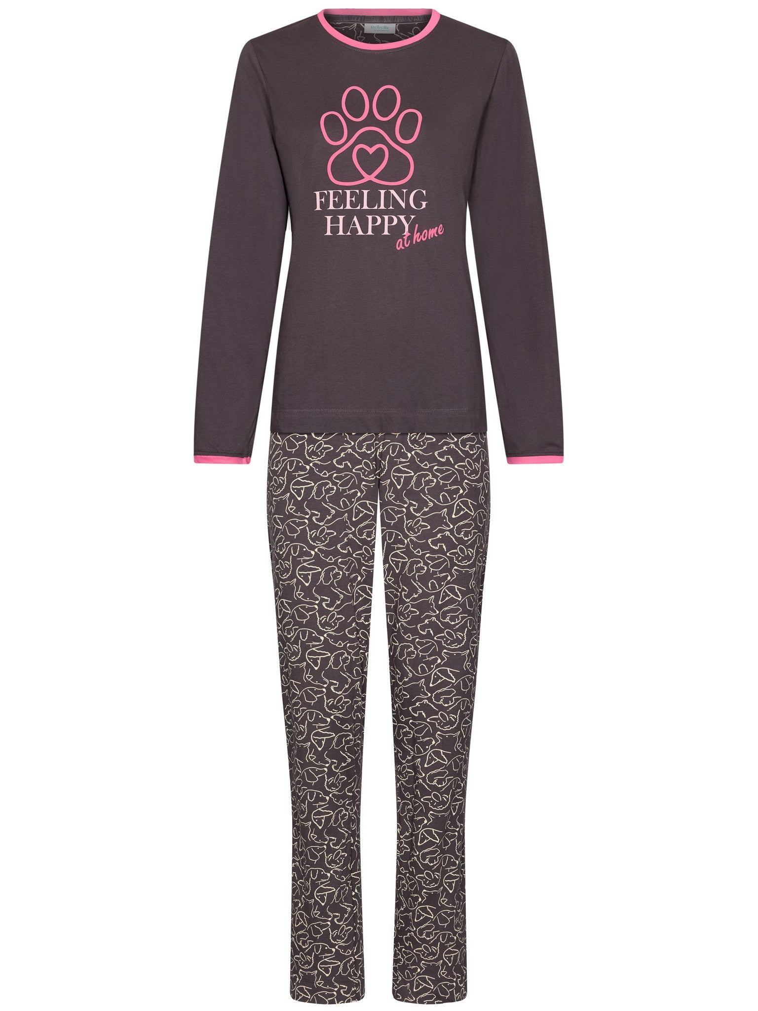 myrebelle-furry-friend-pyjama-grau-hundeprint-bio image 1