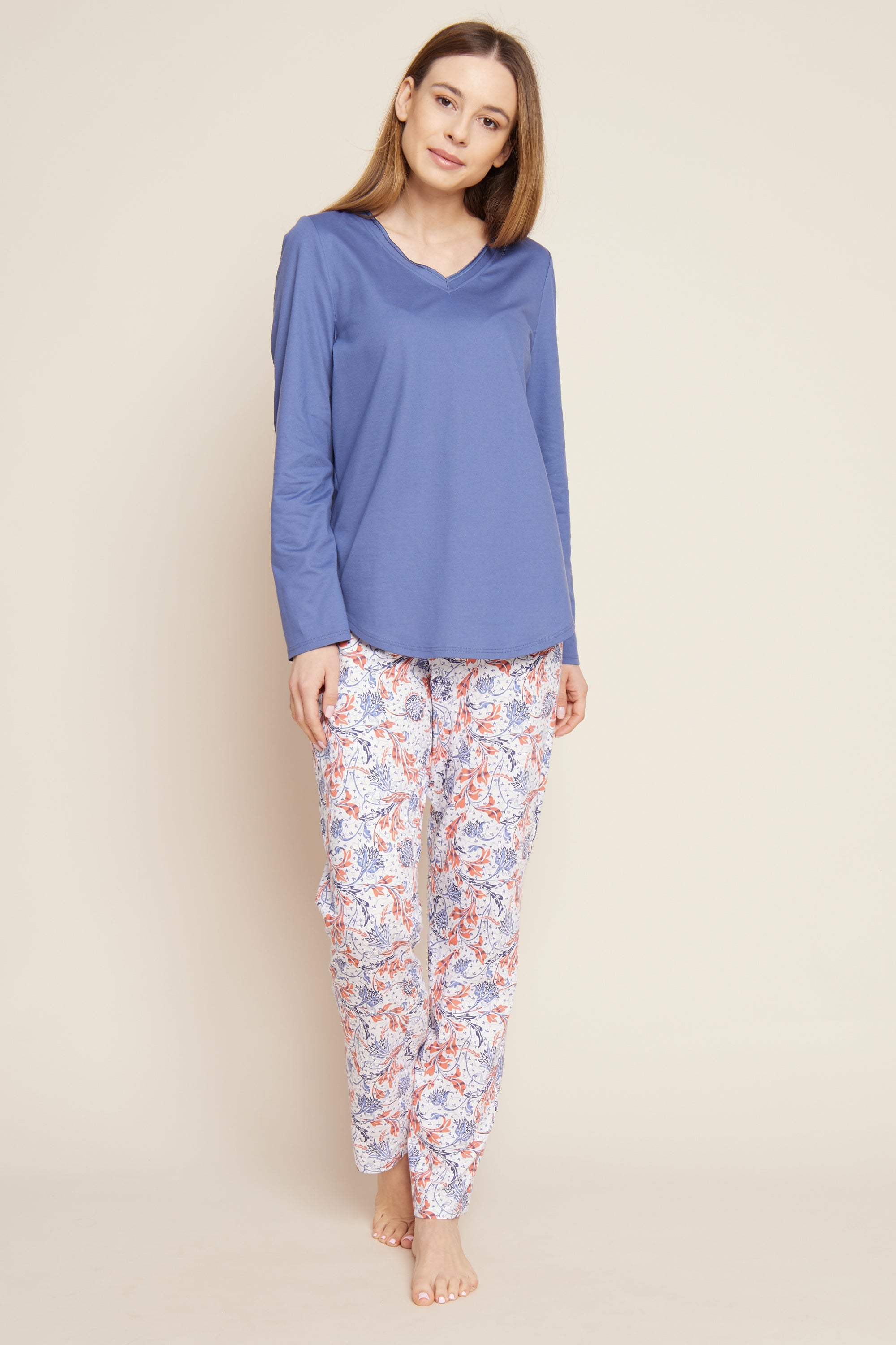 r-sch-be-happy-hose-lang-pyjamahose-blau-ornament-print image 4