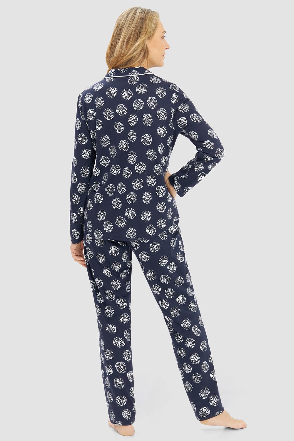 r-sch-be-happy-pyjama-lang-punktemuster-schlafanzug-blau image 3
