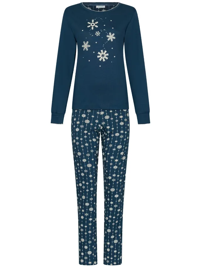 myrebelle-snowy-sparkles-pyjama-bio-baumwolle-dunkelblau image 1