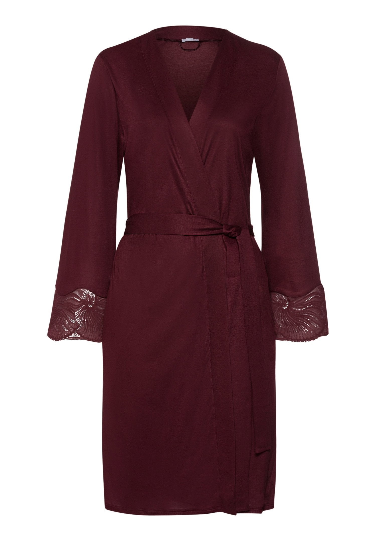 hanro-lilith-robe-100cm-vivid-brown-tencel-spitze image 1