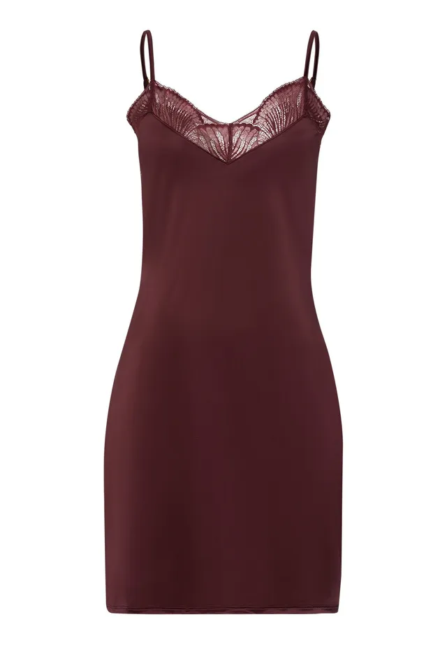 hanro-lilith-negligee-90cm-unterkleid-vivid-brown-spitze image 1