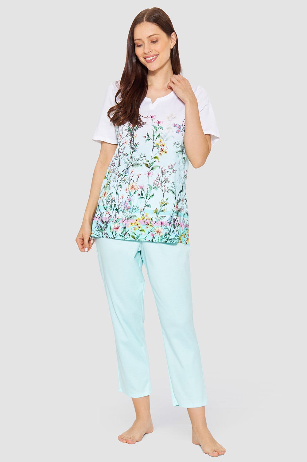 r-sch-be-happy-pyjama-7-8-t-rkis-wildblumen-36-50 image 1