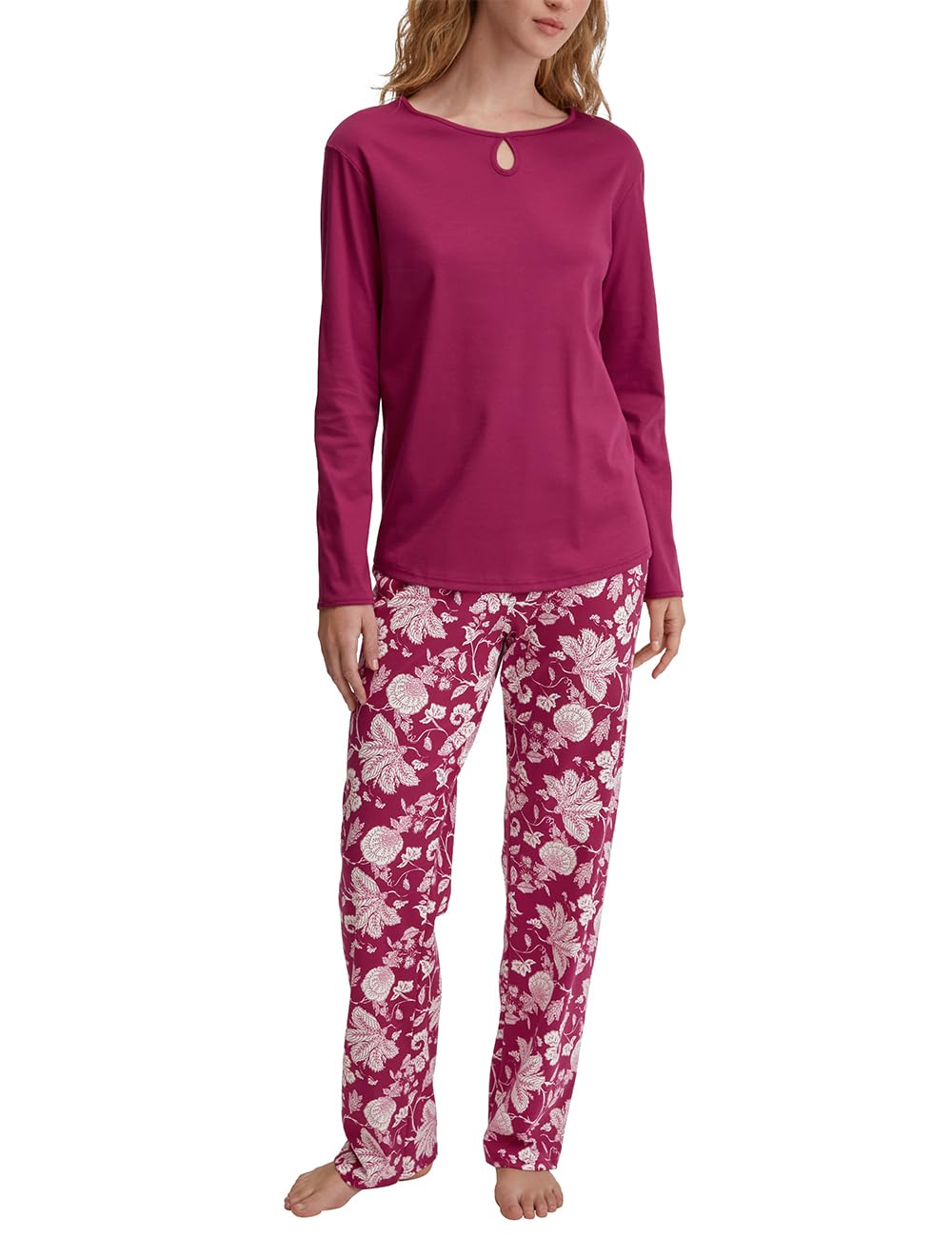 calida-sweet-dreams-pyjama-damen-lang-baumwolle-dahlia-pink image 6