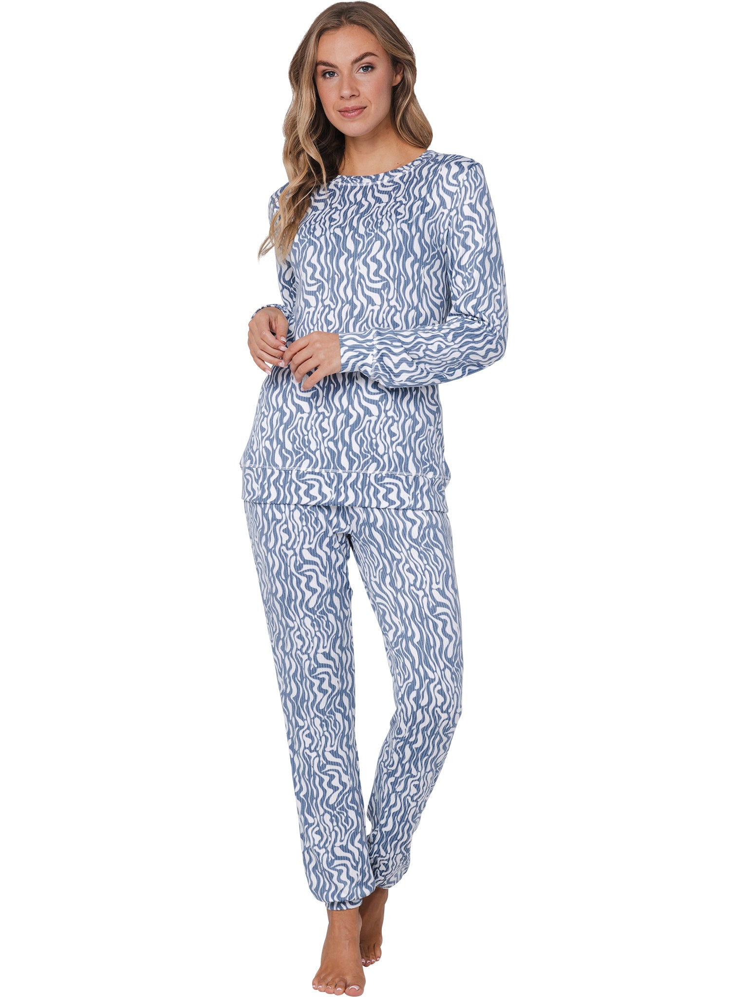 pastunette-blue-mirage-pyjama-fleece-blau-mit-wei-em-muster image 3
