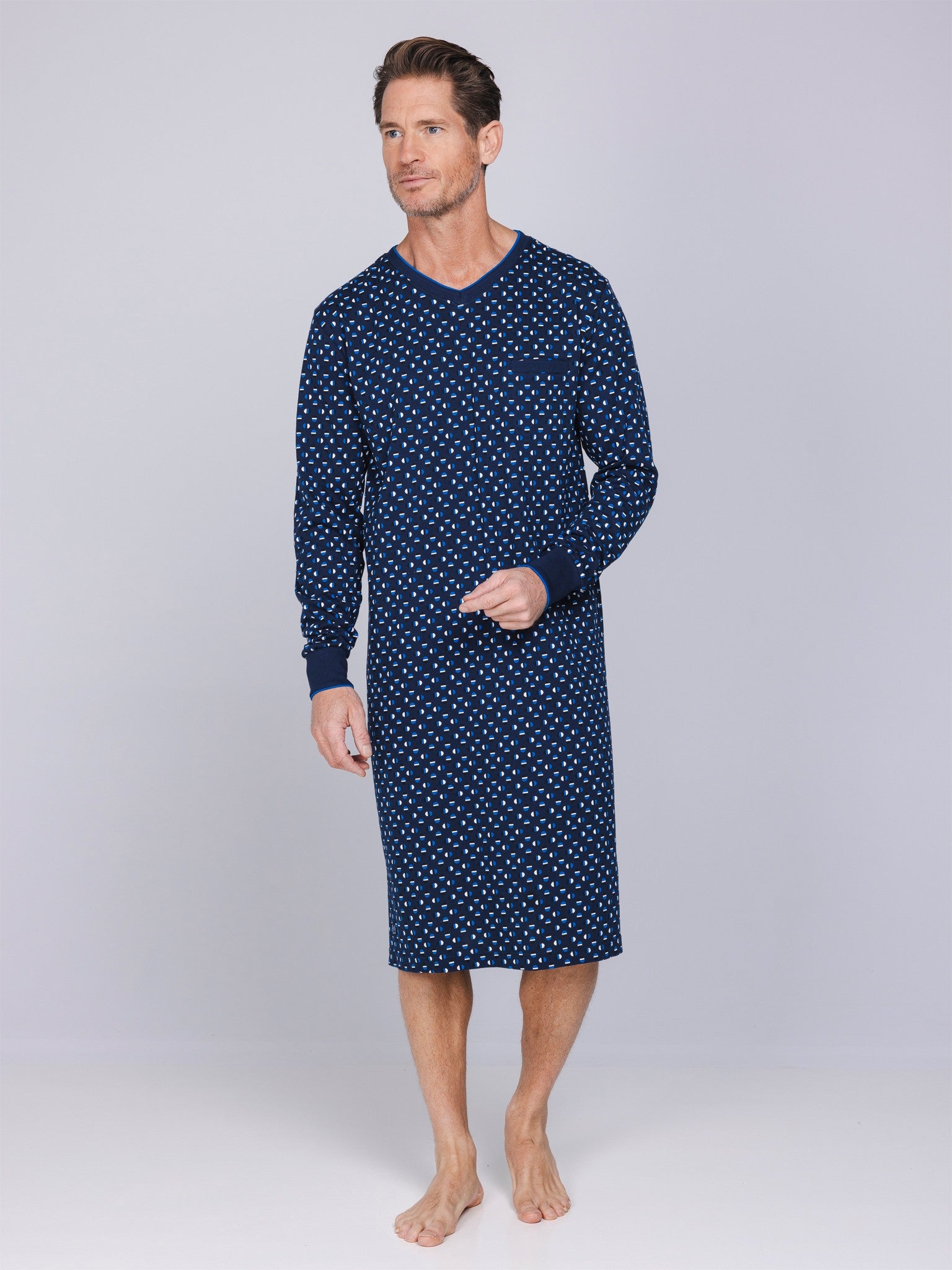 pastunette-blue-draft-herren-nachthemd-blau-baumwolle image 2