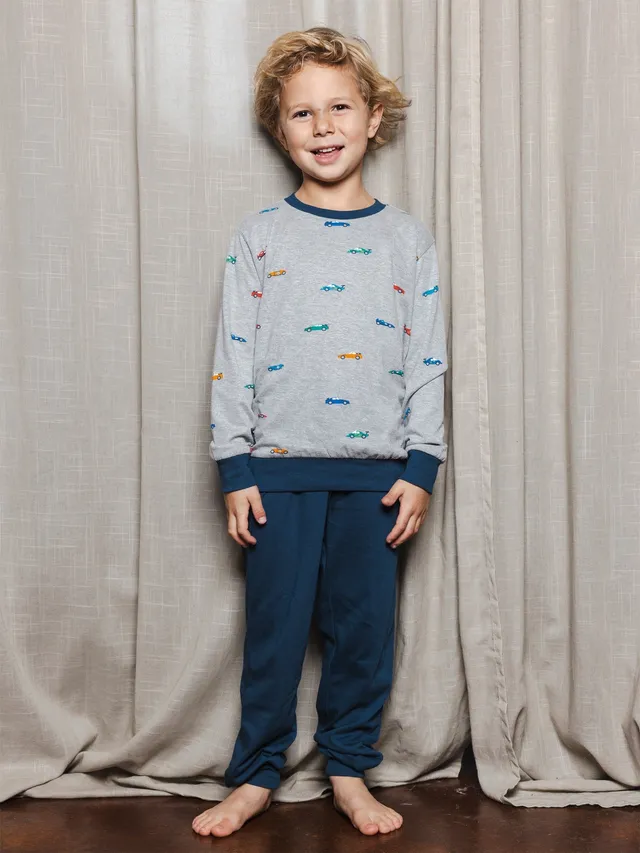 pastunette-night-racer-jungen-pyjama-grau-rennauto-baumwolle image 1