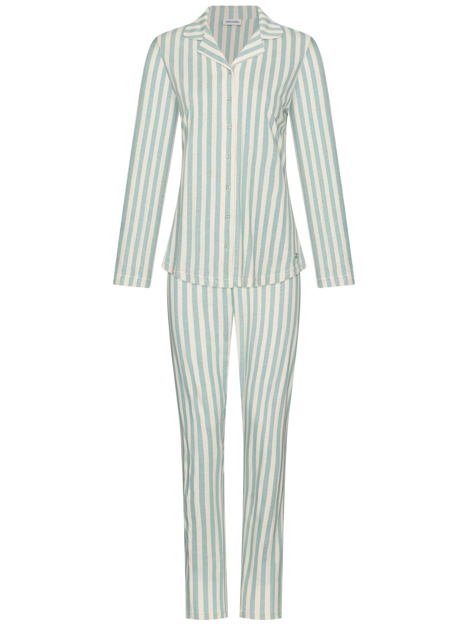 pastunette-nordic-leaf-pyjama-gr-n-gestreift-baumwolle-langarm image 2
