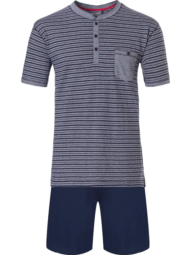 pastunette-shortama-shorty-pyjama-dunkelblau-gestreift-baumwolle image 1