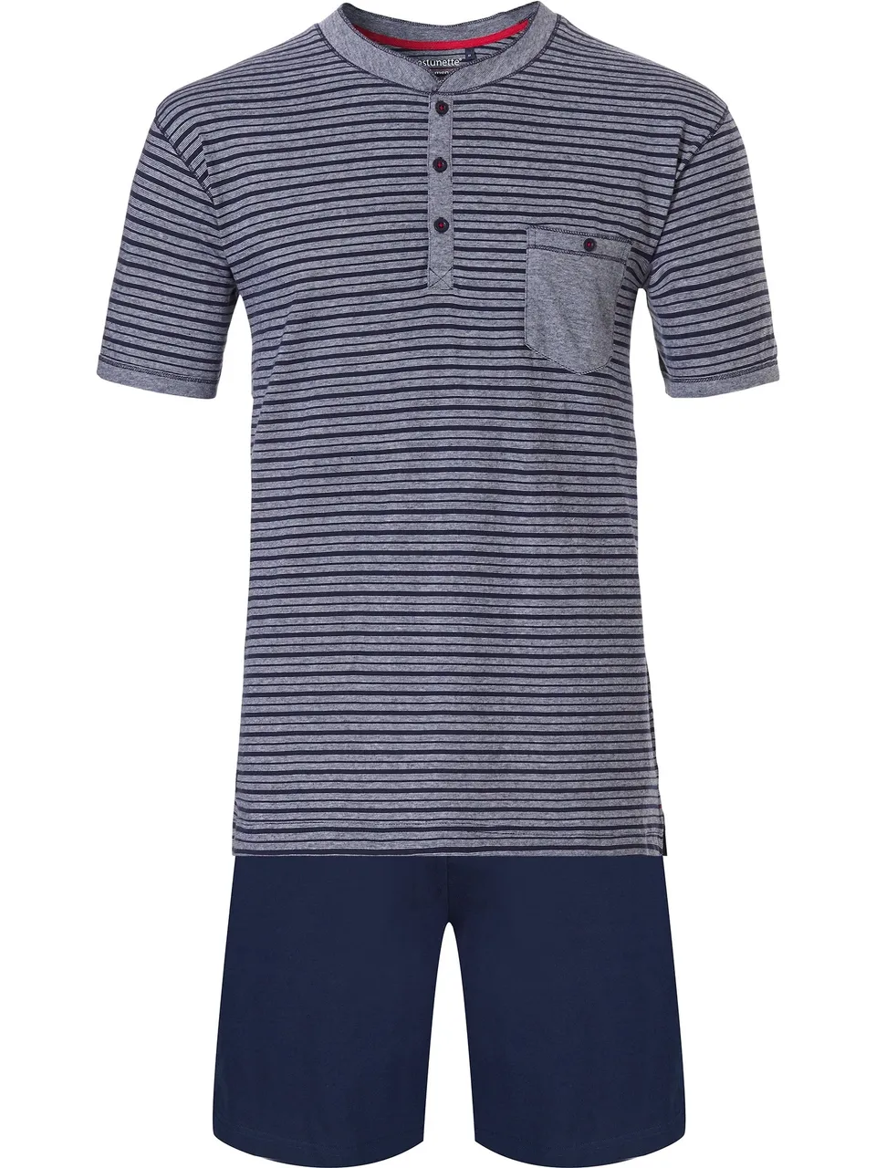 pastunette-shortama-shorty-pyjama-dunkelblau-gestreift-baumwolle image 1