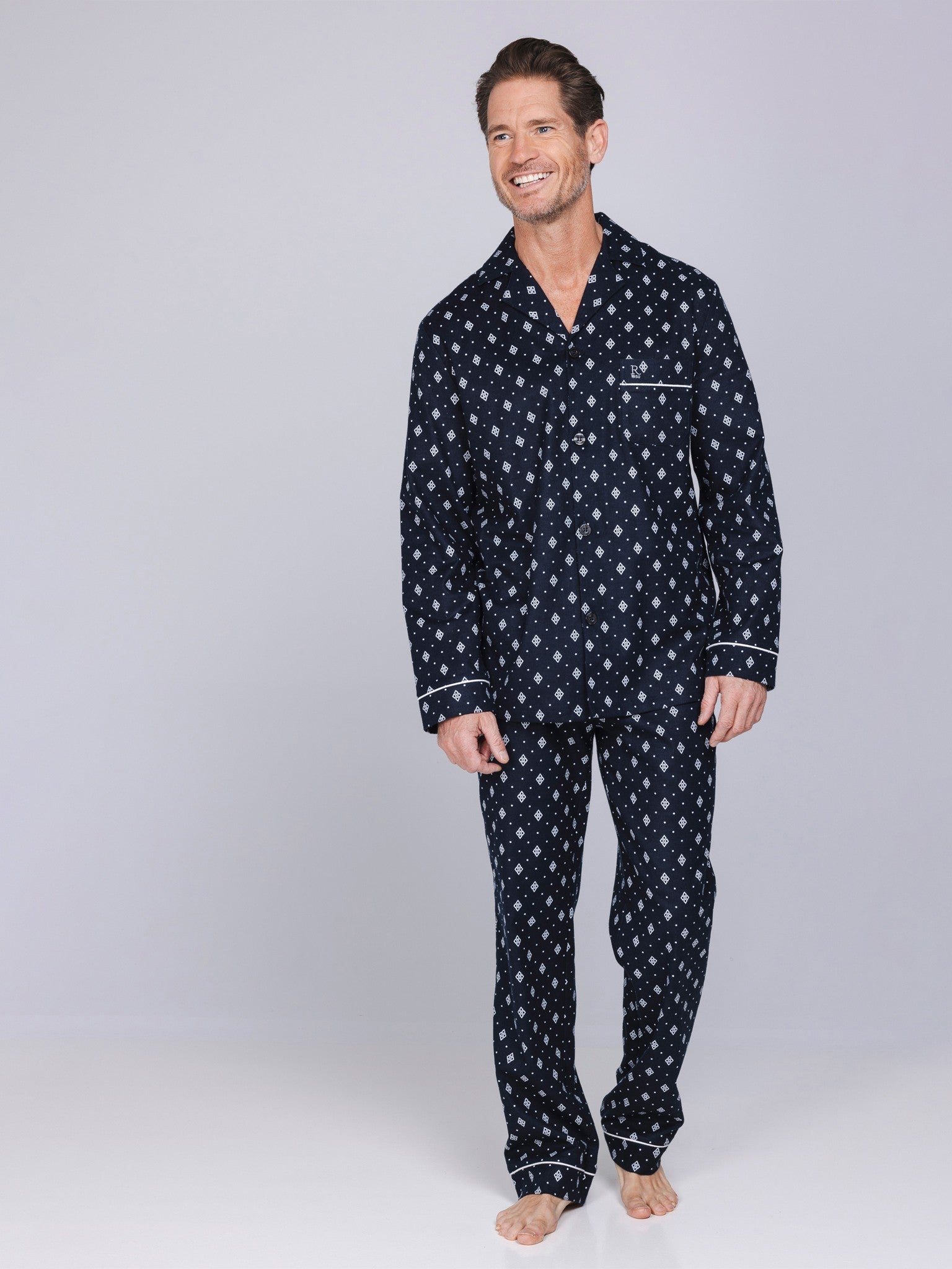 robson-graphic-herren-pyjama-flanell-dunkelblau image 2