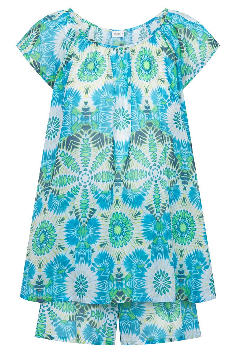 r-sch-be-happy-pyjama-kurz-shorty-t-rkis-batik-100-baumwolle image 2