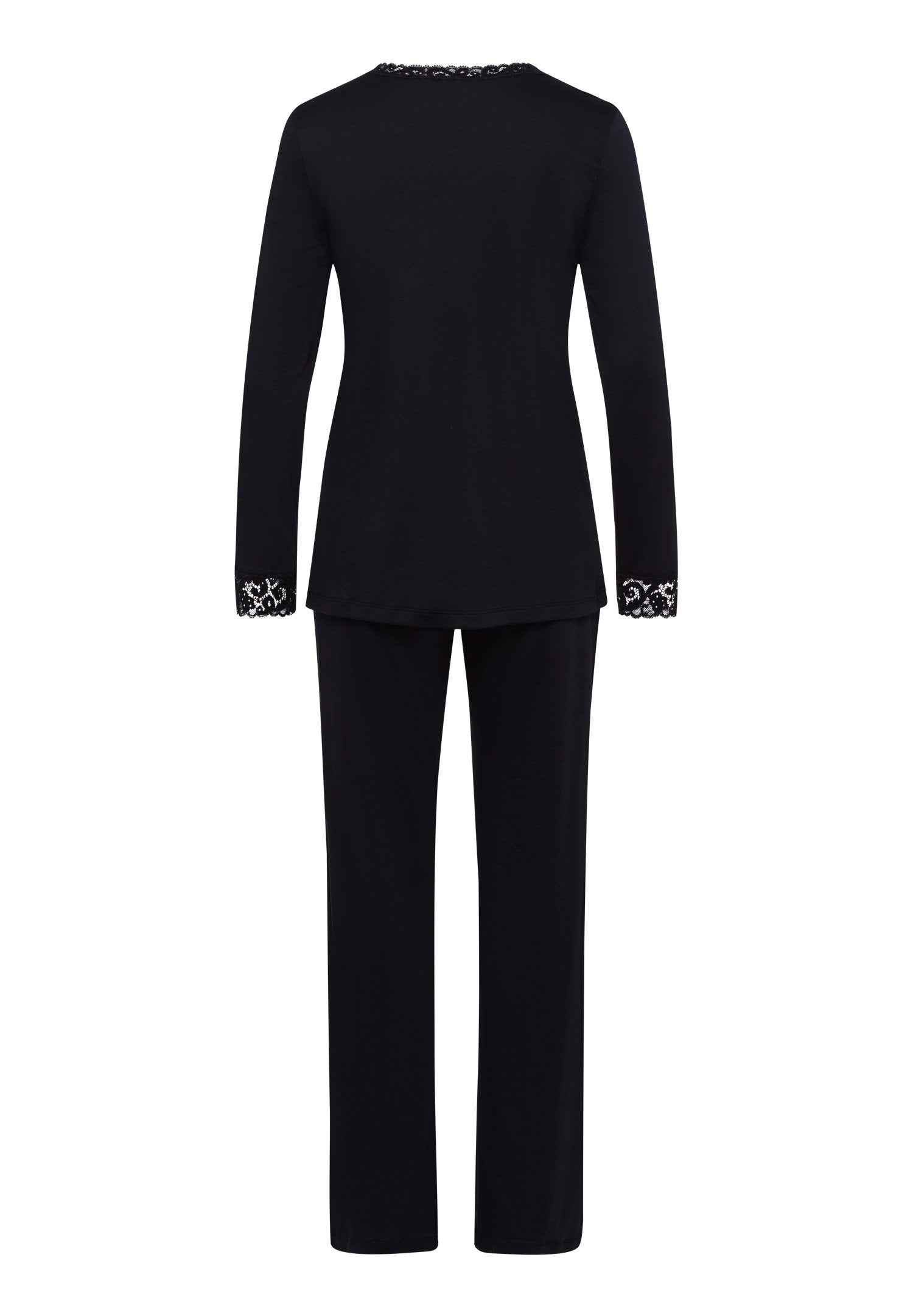 hanro-moments-pyjama-077041-schwarz-baumwolle-spitze image 3