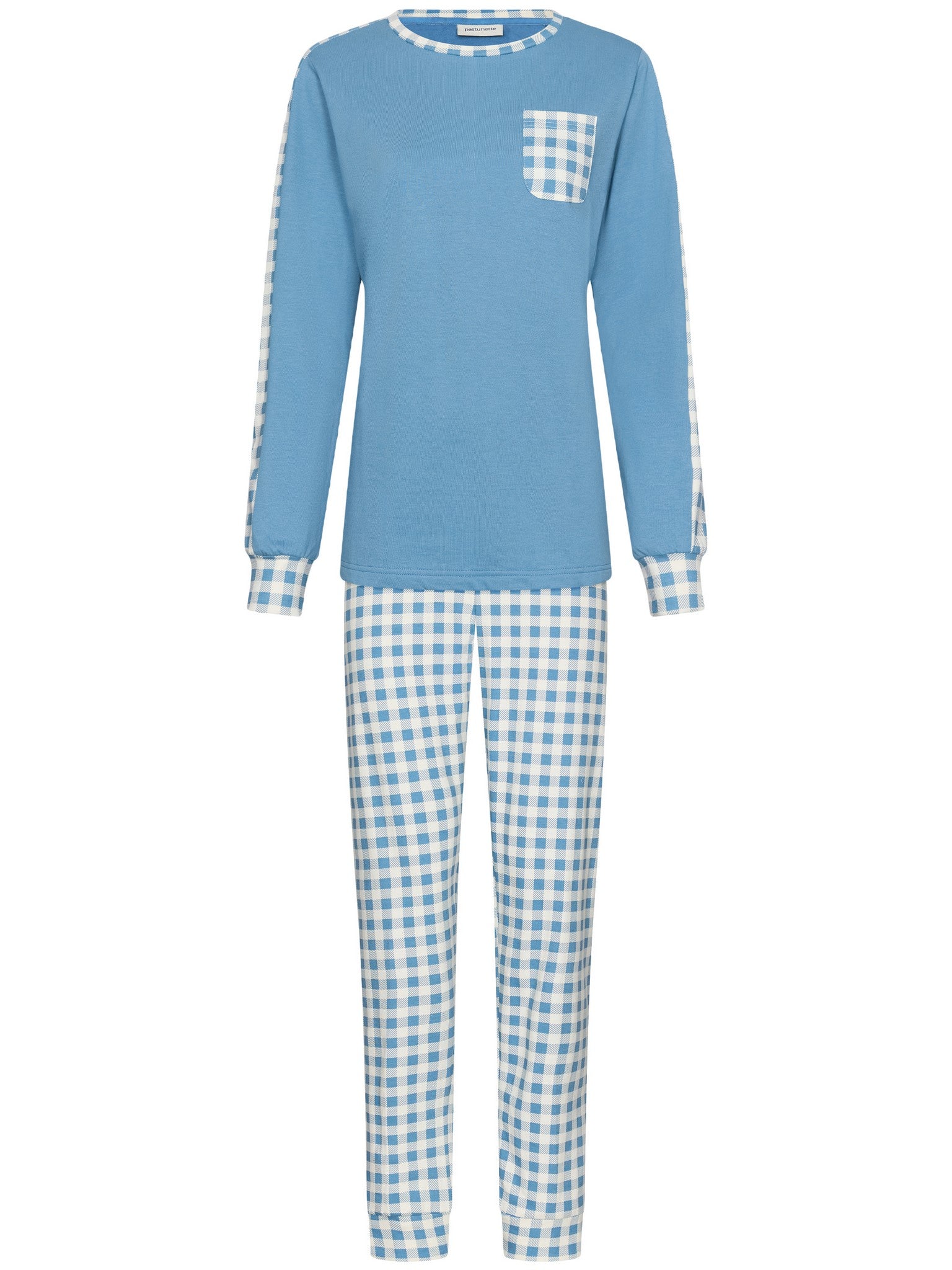 pastunette-blue-cottage-pyjama-blau-karo-baumwolle image 1