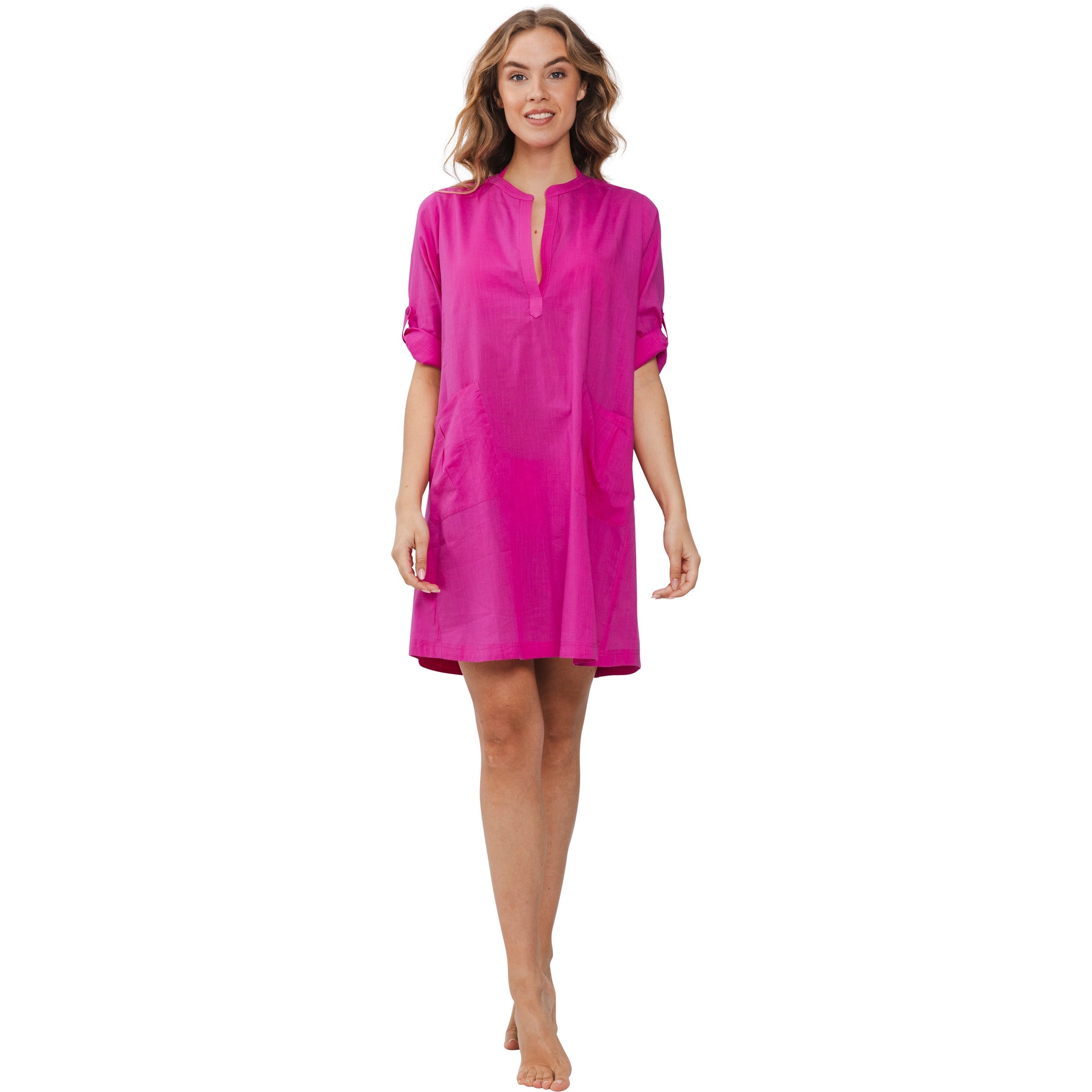 rebelle-beach-basics-cover-up-strandkleid-fuchsia-baumwolle image 2