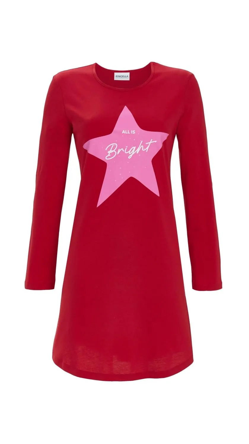 ringella-women-men-sleepshirt-sterne-baumwolle-langarm image 1