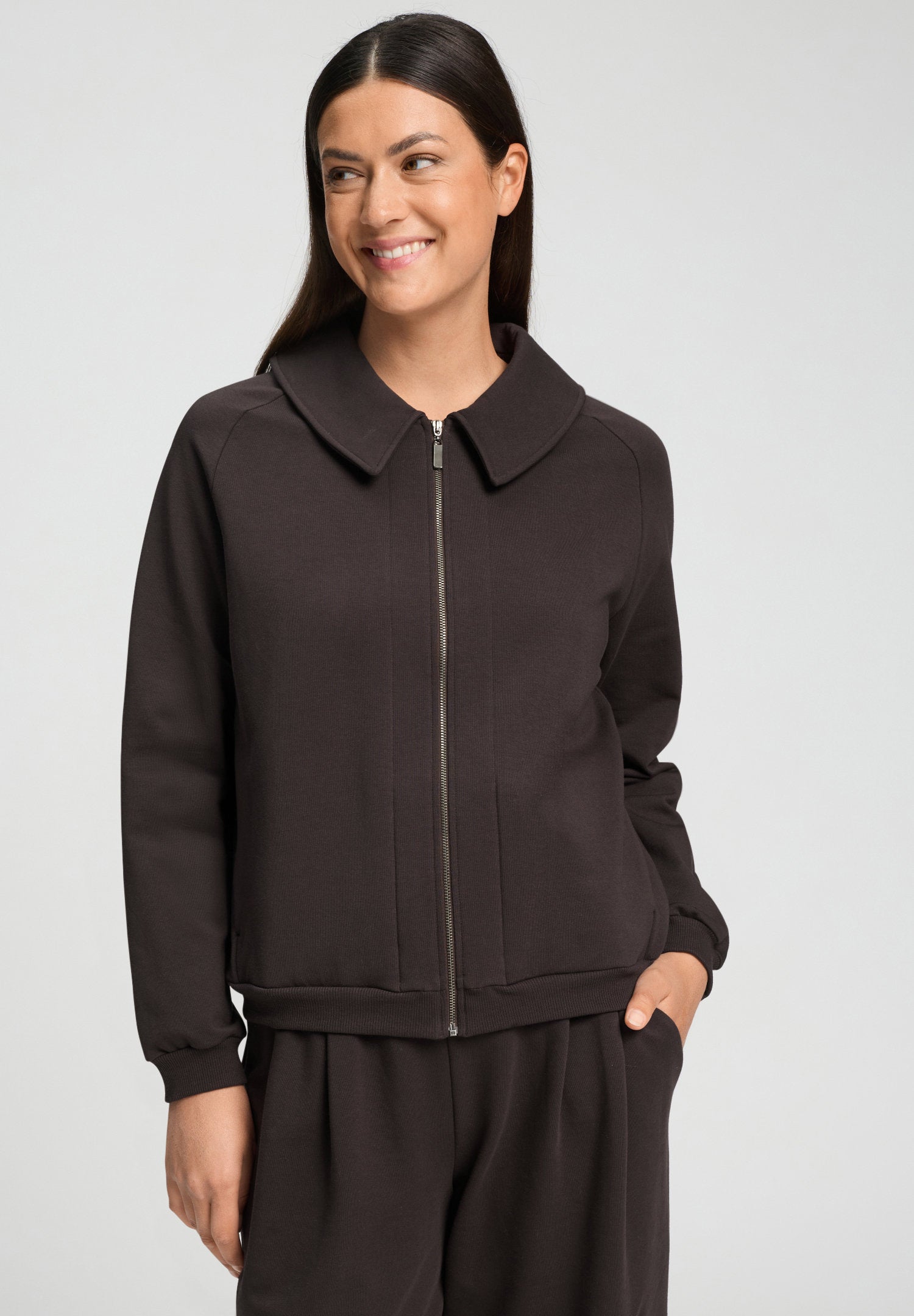 hanro-natural-living-cardigan-dark-mocha-baumwolle image 2