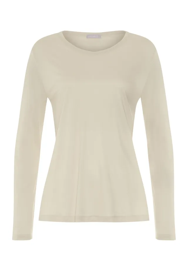 hanro-natural-living-tania-langarmshirt-pyjamaoberteil-creamy-silk-tencel image 1