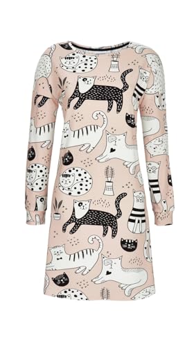 ringella-damen-sleepshirt-langarm-katzen-champagner-nachthemd-baumwolle image 4