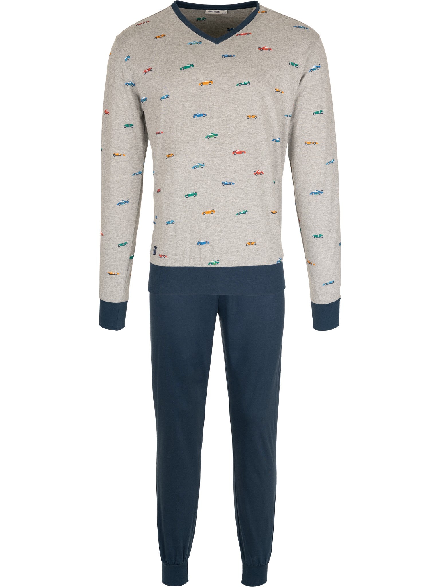 pastunette-night-racer-herren-pyjama-baumwolle-grau-auto image 1