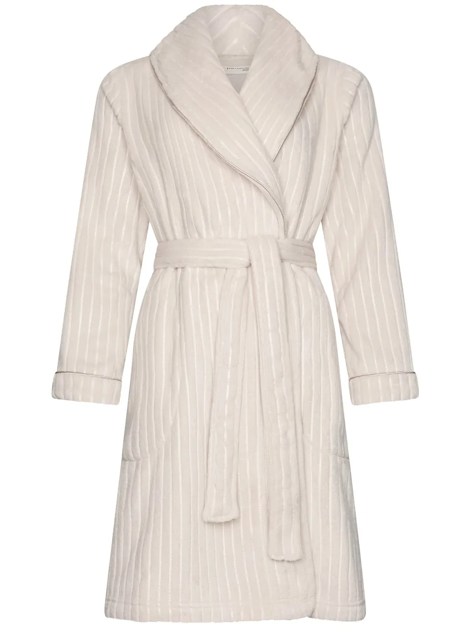pastunette-premium-grace-bademantel-beige-gestreift-fleece image 1