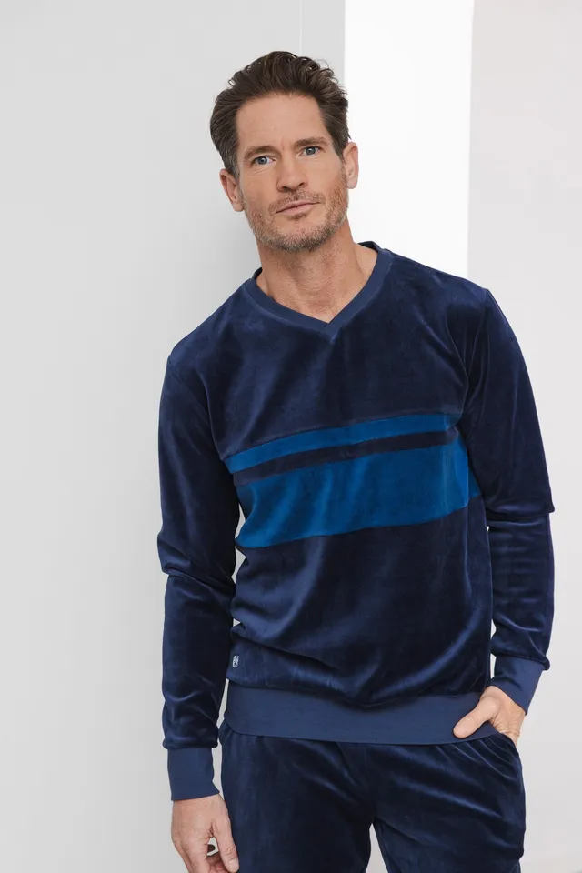 pastunette-northern-nights-pyjama-herren-dunkelblau-velours image 1