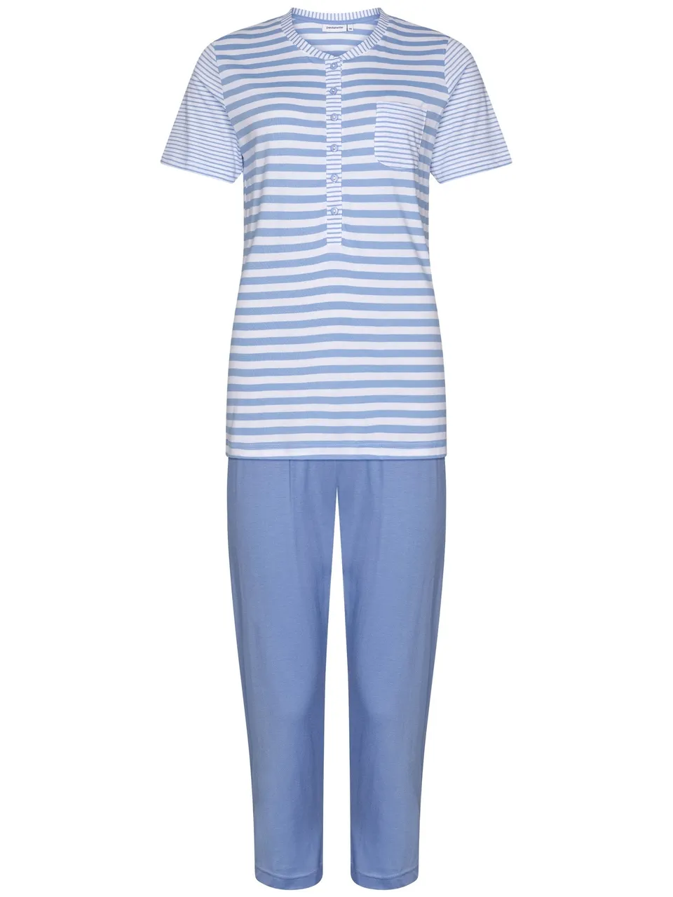 pastunette-soft-blue-baumwoll-pyjama-hellblau-gestreift image 1