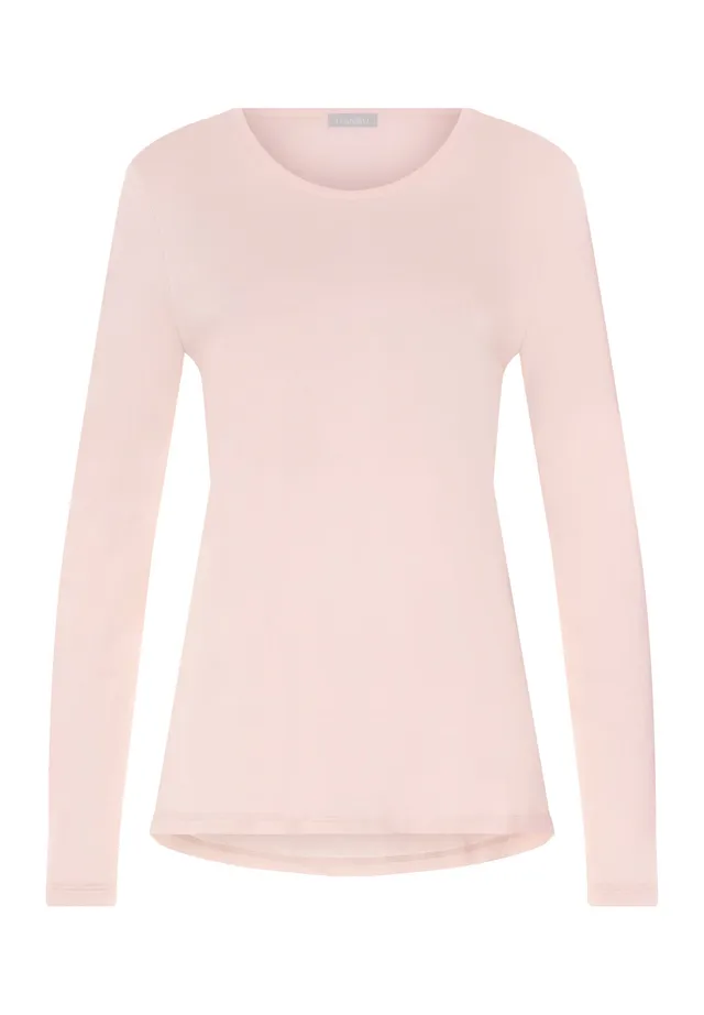 hanro-loungy-nights-schlafshirt-rosewater-baumwolle-langarm image 1