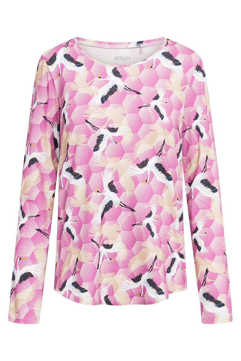 r-sch-be-happy-shirt-langarm-pink-schlafshirt-kraniche image 2