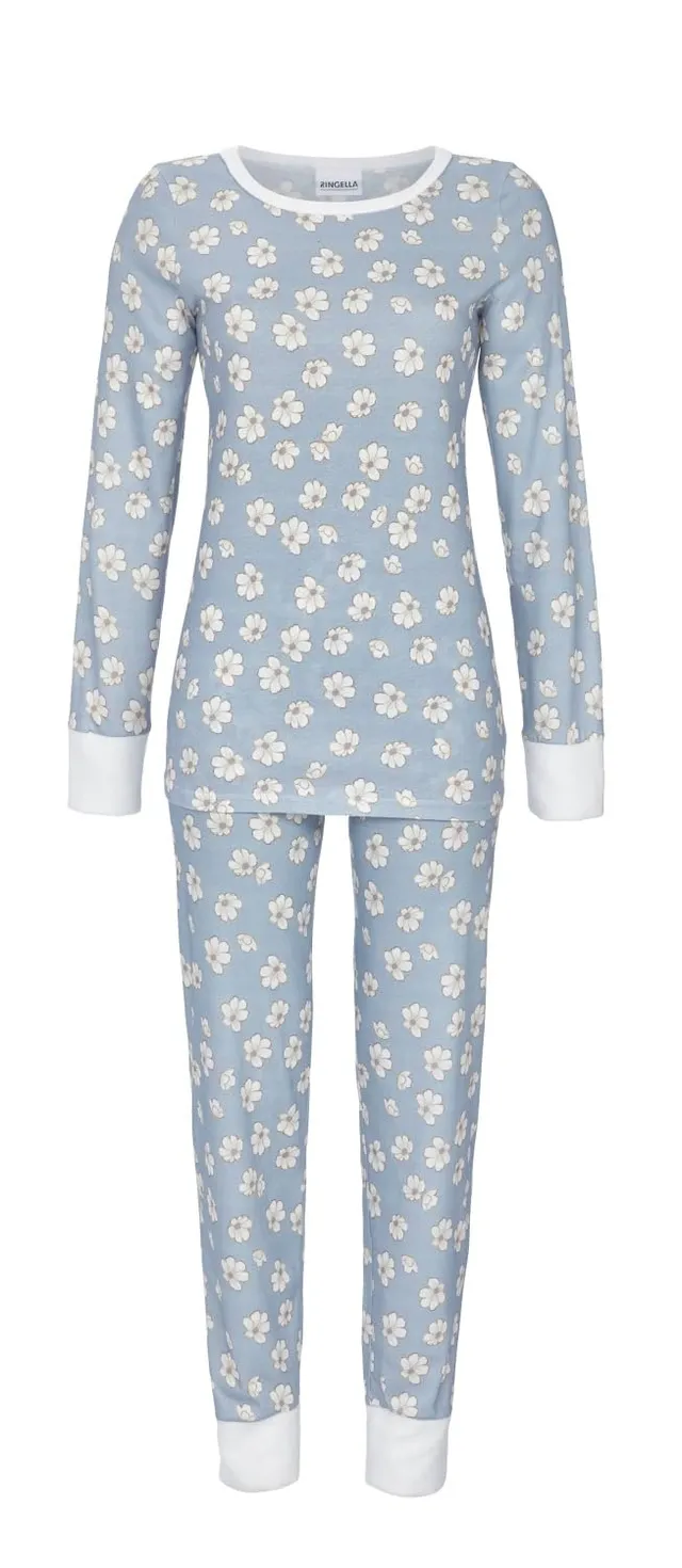 ringella-women-men-damen-pyjama-baumwolle-bl-mchen-rundhals image 1