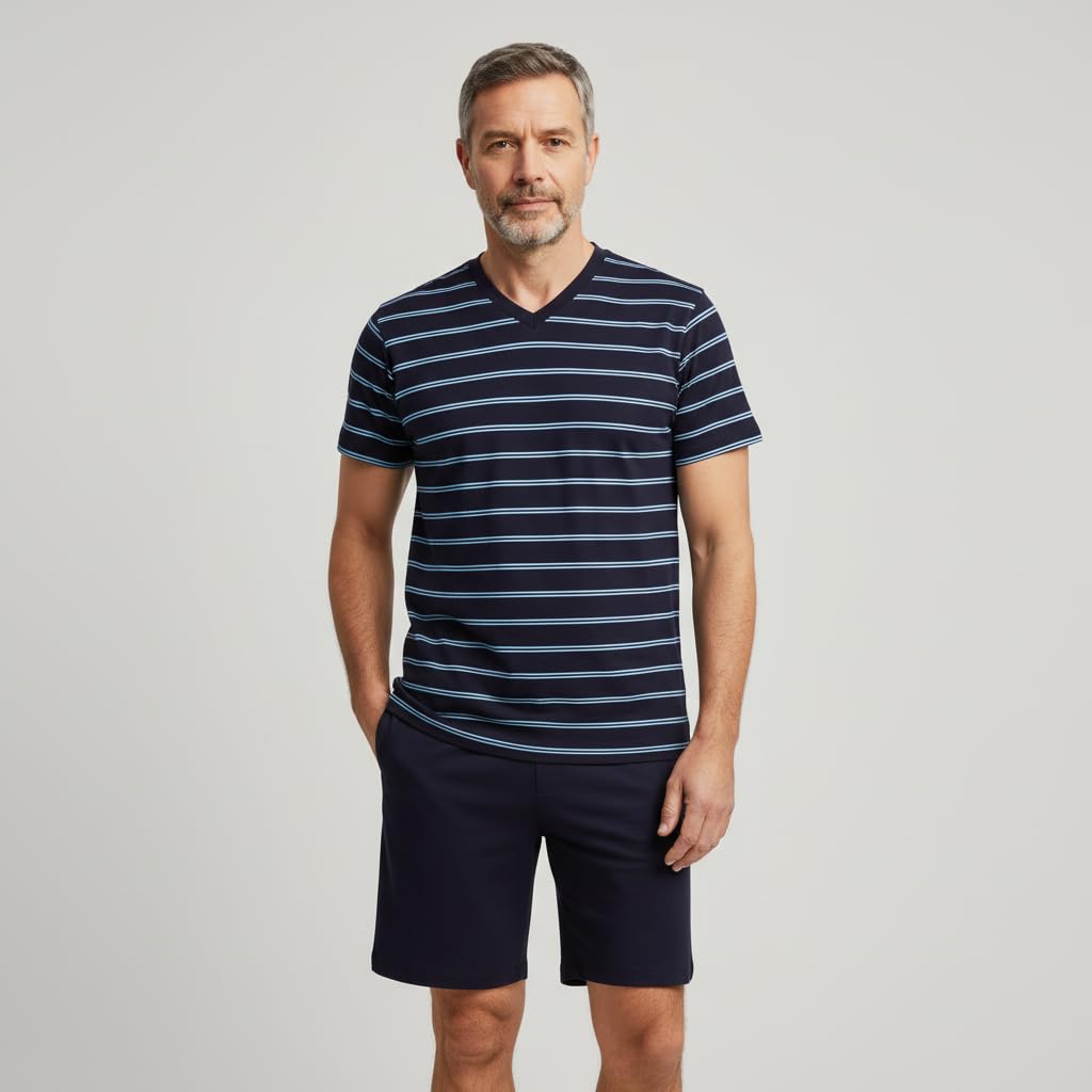 ringella-women-men-herren-shorty-gr-s-coolmax-v-ausschnitt-navy image 3