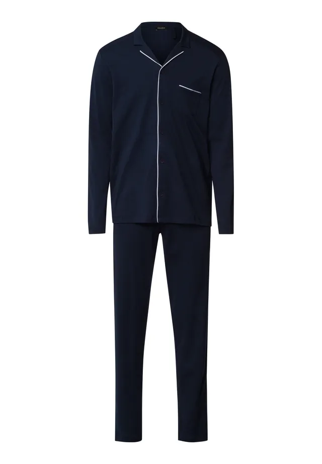 hanro-night-day-pyjama-deep-navy-baumwolle-langarm-herren image 1