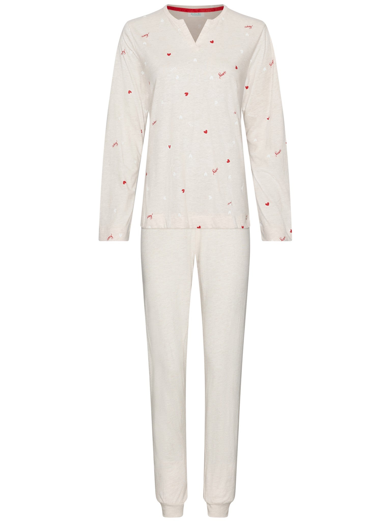 myrebelle-endless-love-pyjama-herzprint-beige-bio-baumwolle image 1