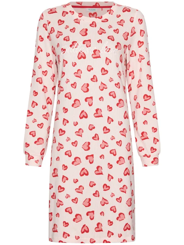 myrebelle-endless-love-nachthemd-rosa-herzen-langarm-fleece image 1