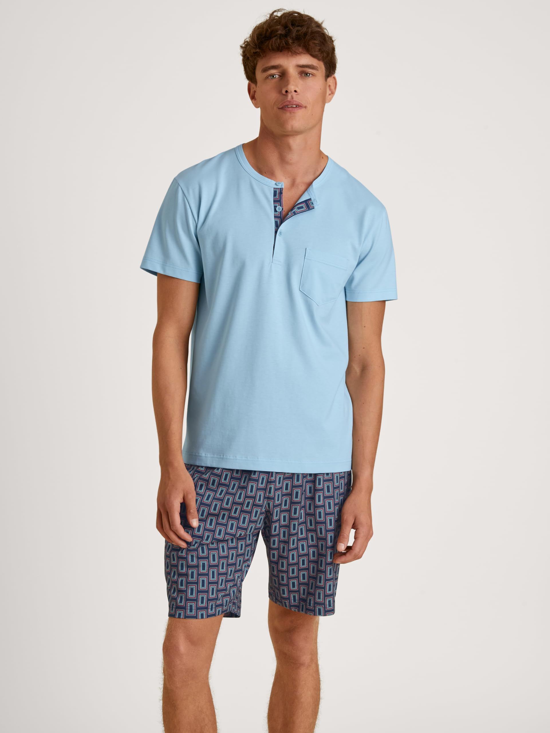 calida-relax-imprint-kurz-pyjama-herren-cascade-blue-baumwolle image 2