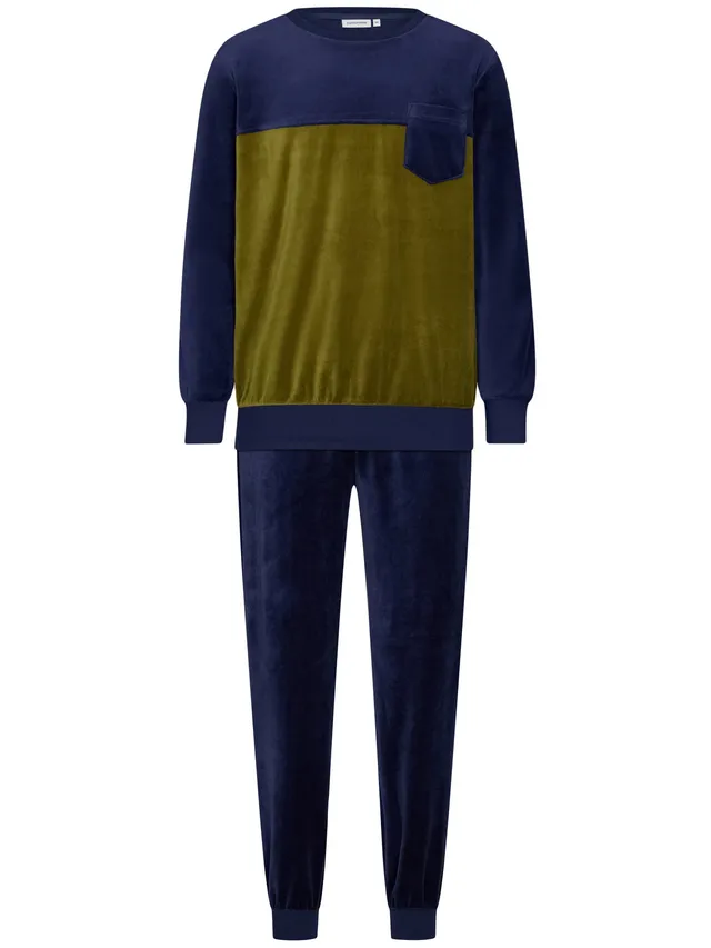 pastunette-adventure-velours-pyjama-dunkelblau-baumwolle image 1