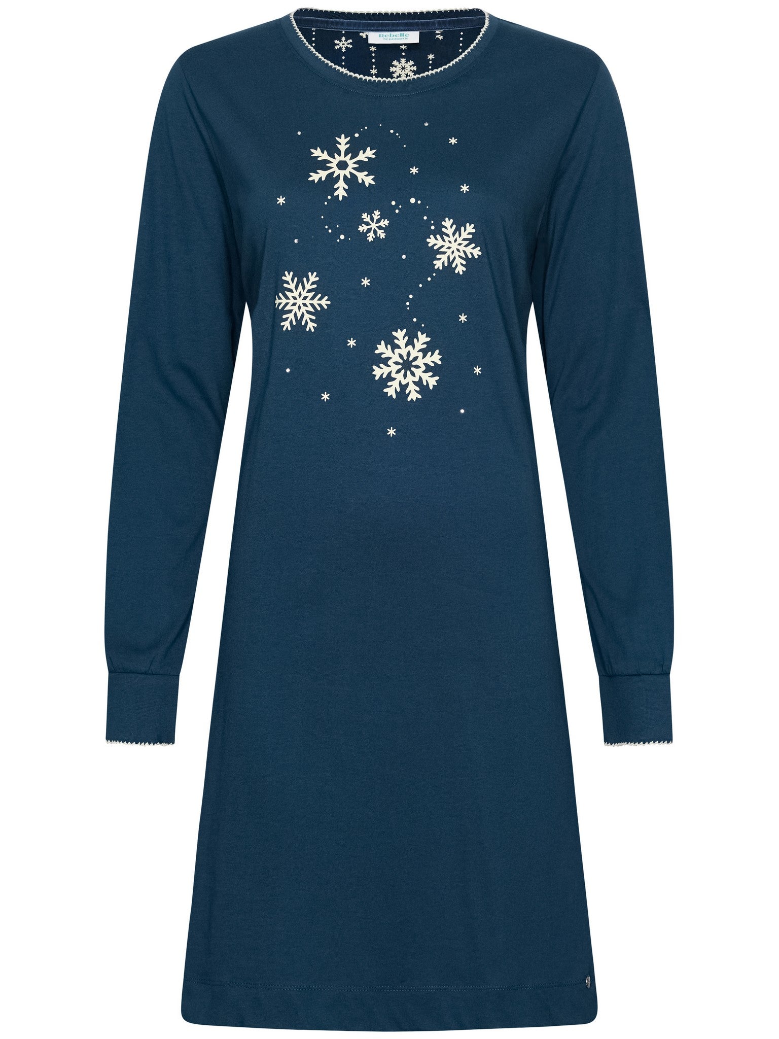 myrebelle-snowy-sparkles-nachthemd-blau-bio-baumwolle image 1
