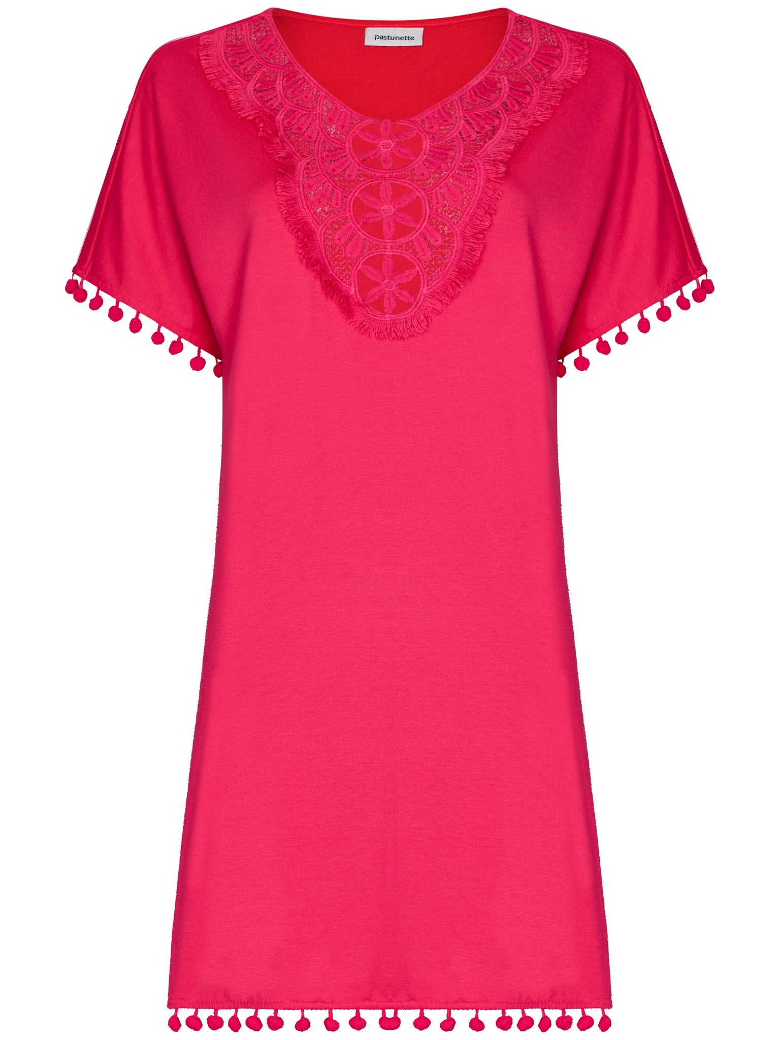 pastunette-tropic-oasis-strandkleid-dunkelrosa-spitze image 1