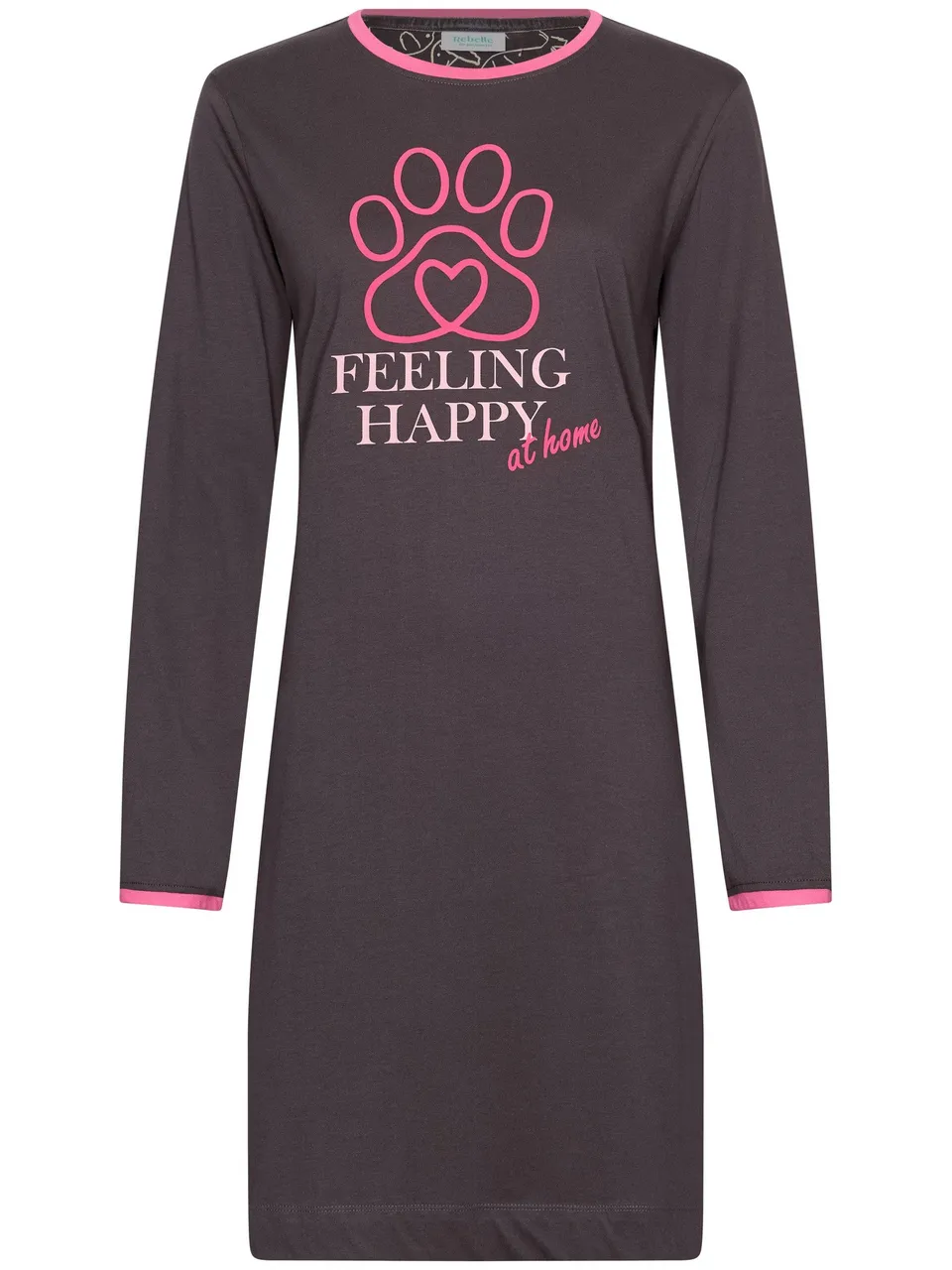 myrebelle-furry-friend-nachthemd-grau-bio-baumwolle-langarm image 1