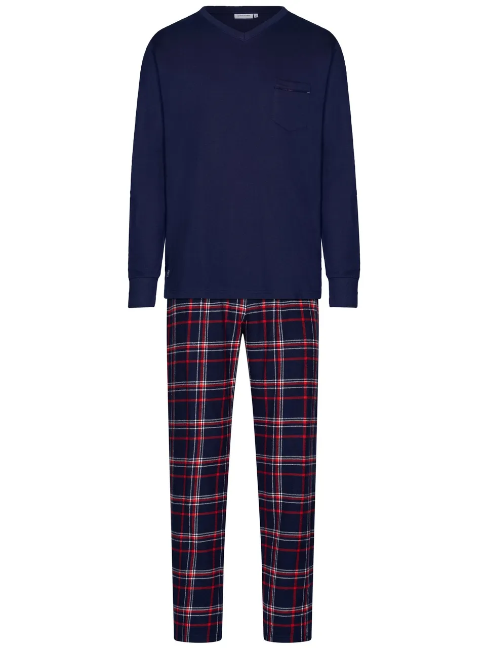 pastunette-aspen-ski-pyjama-blau-karo-baumwolle-flanell image 1