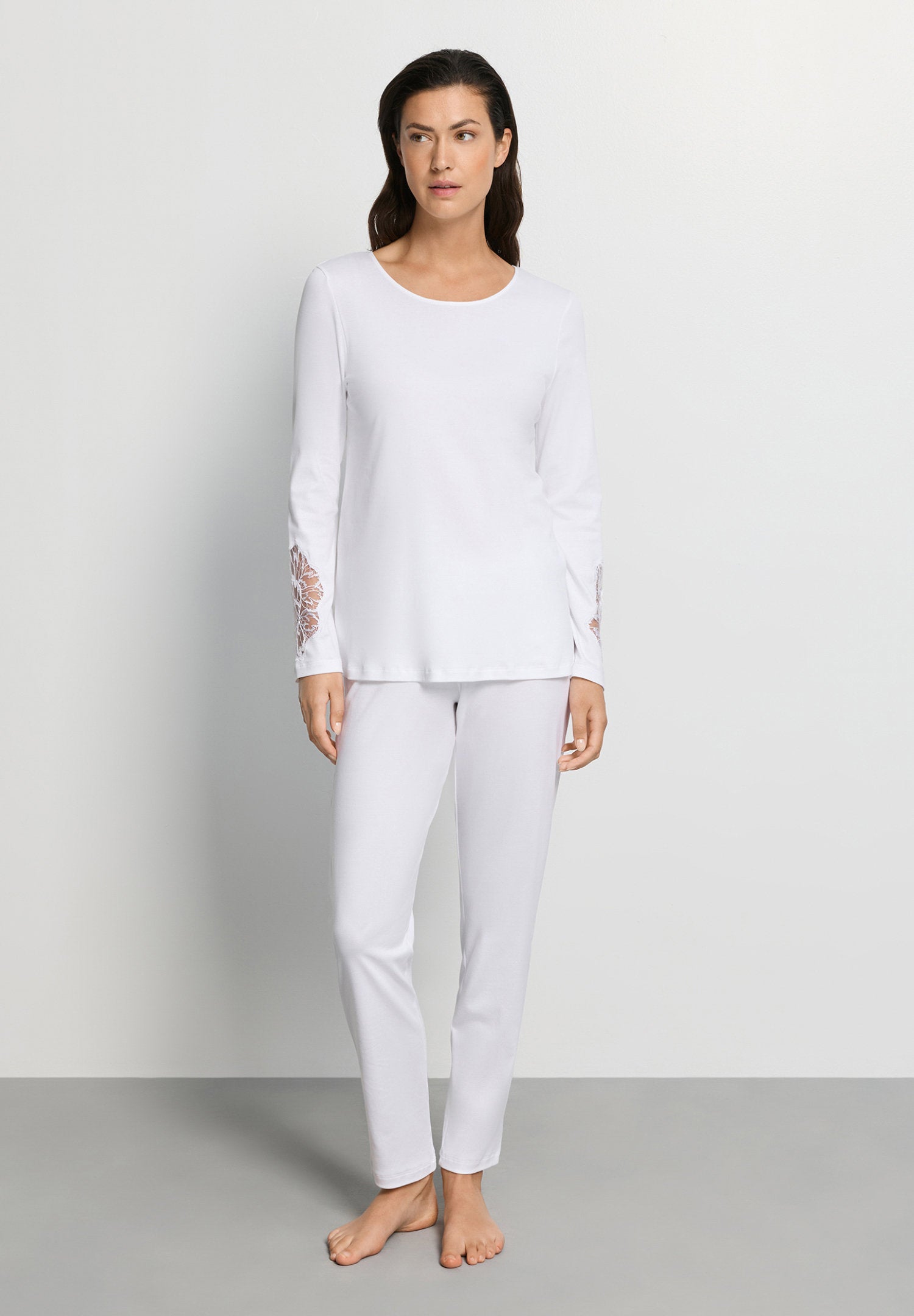 hanro-belen-pyjama-langarm-baumwolle-wei image 2