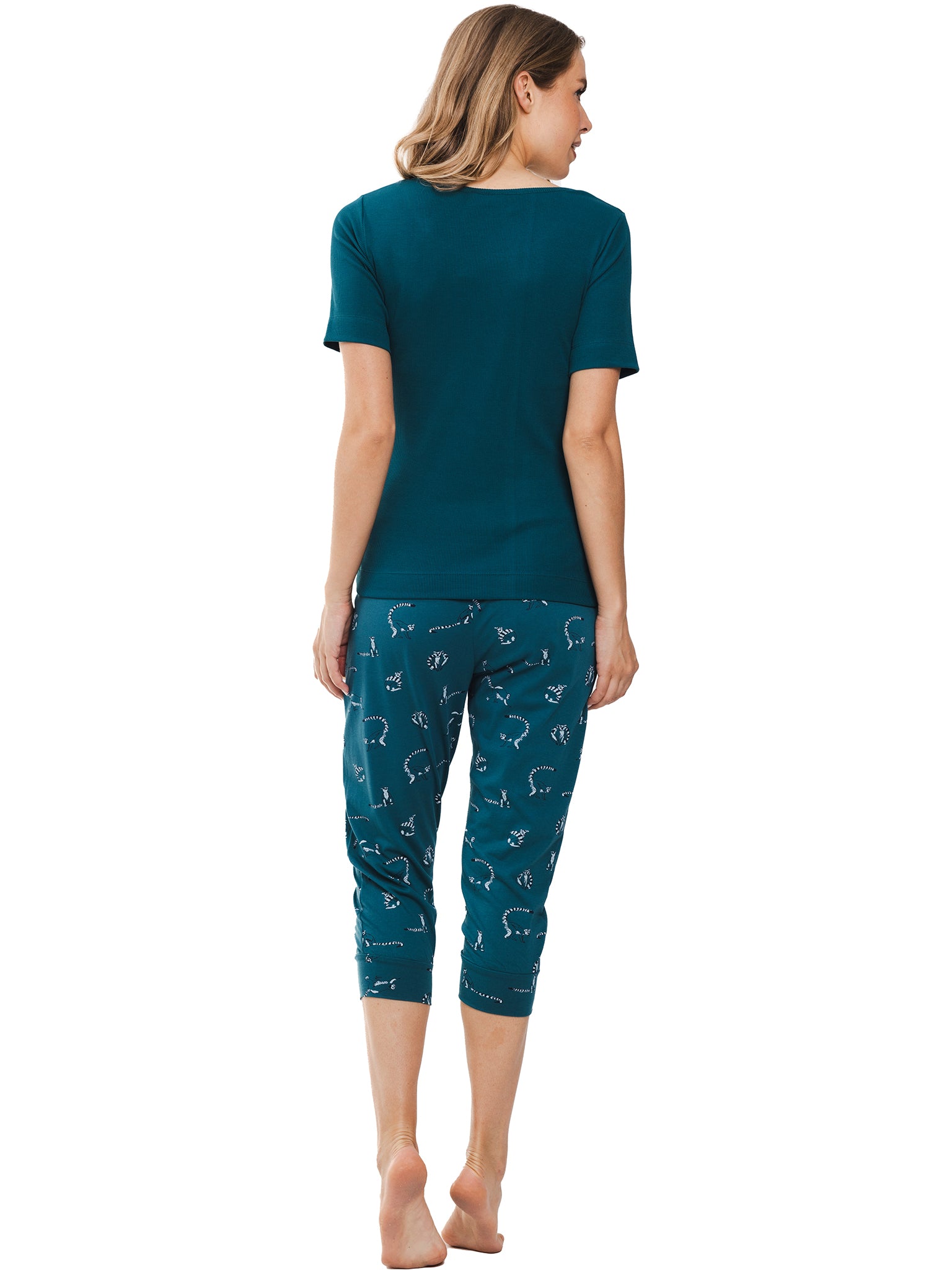 rebelle-maki-pyjama-t-rkis-mit-caprihose-bio-baumwolle image 3