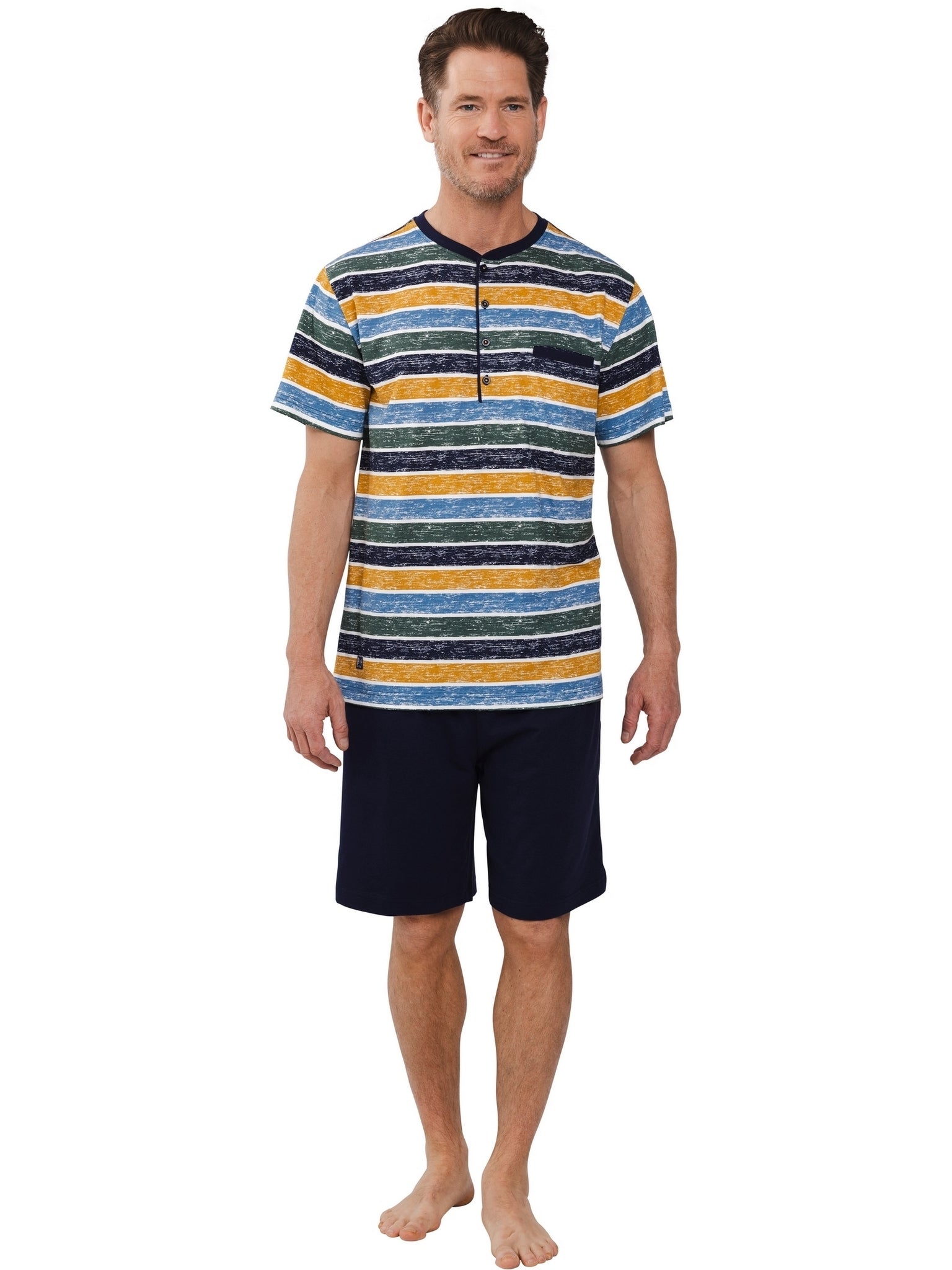 pastunette-adventure-shortama-blau-gestreift-baumwolle image 2