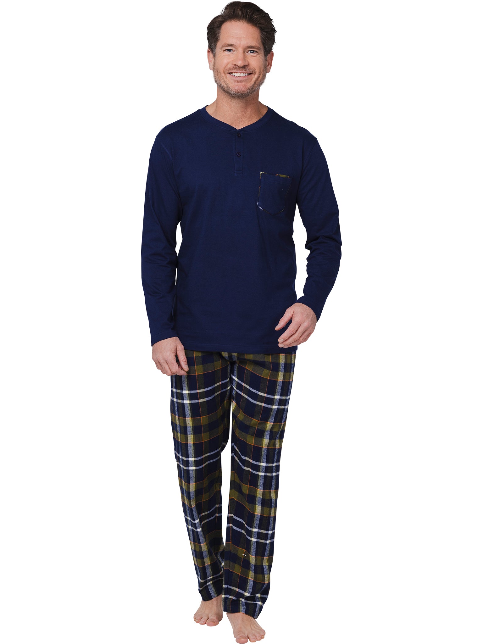 pastunette-adventure-pyjama-set-baumwolle-dunkelblau-kariert image 3
