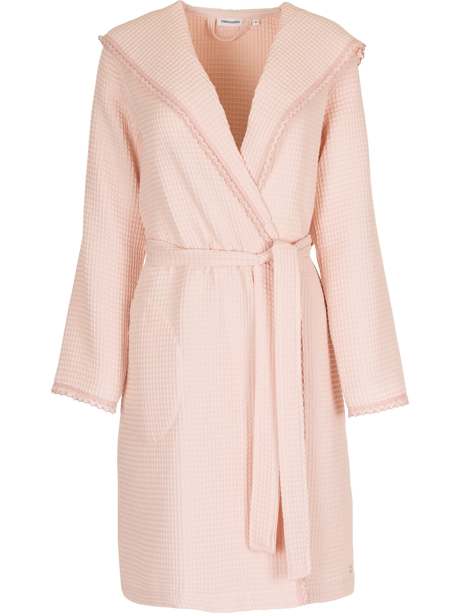 pastunette-waffle-bademantel-rosa-baumwolle-kapuze-s-2xl image 1