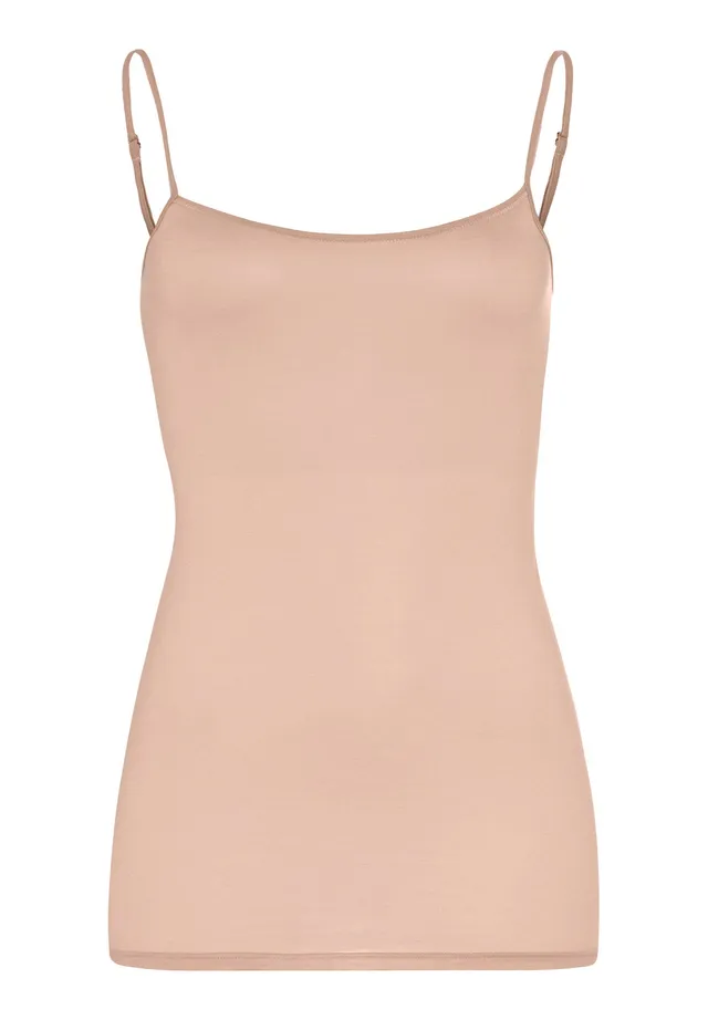 hanro-ultralight-spaghetti-top-beige-pima-baumwolle image 1