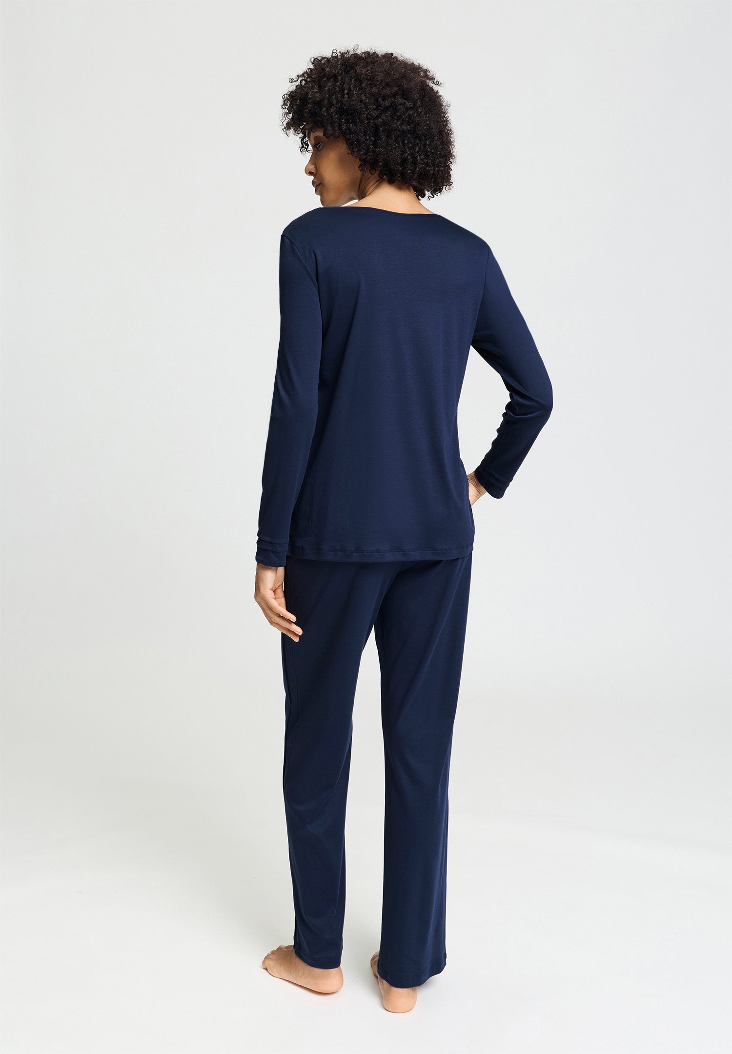 hanro-pilar-l-slv-pajama-pyjama-deep-navy-baumwolle image 4