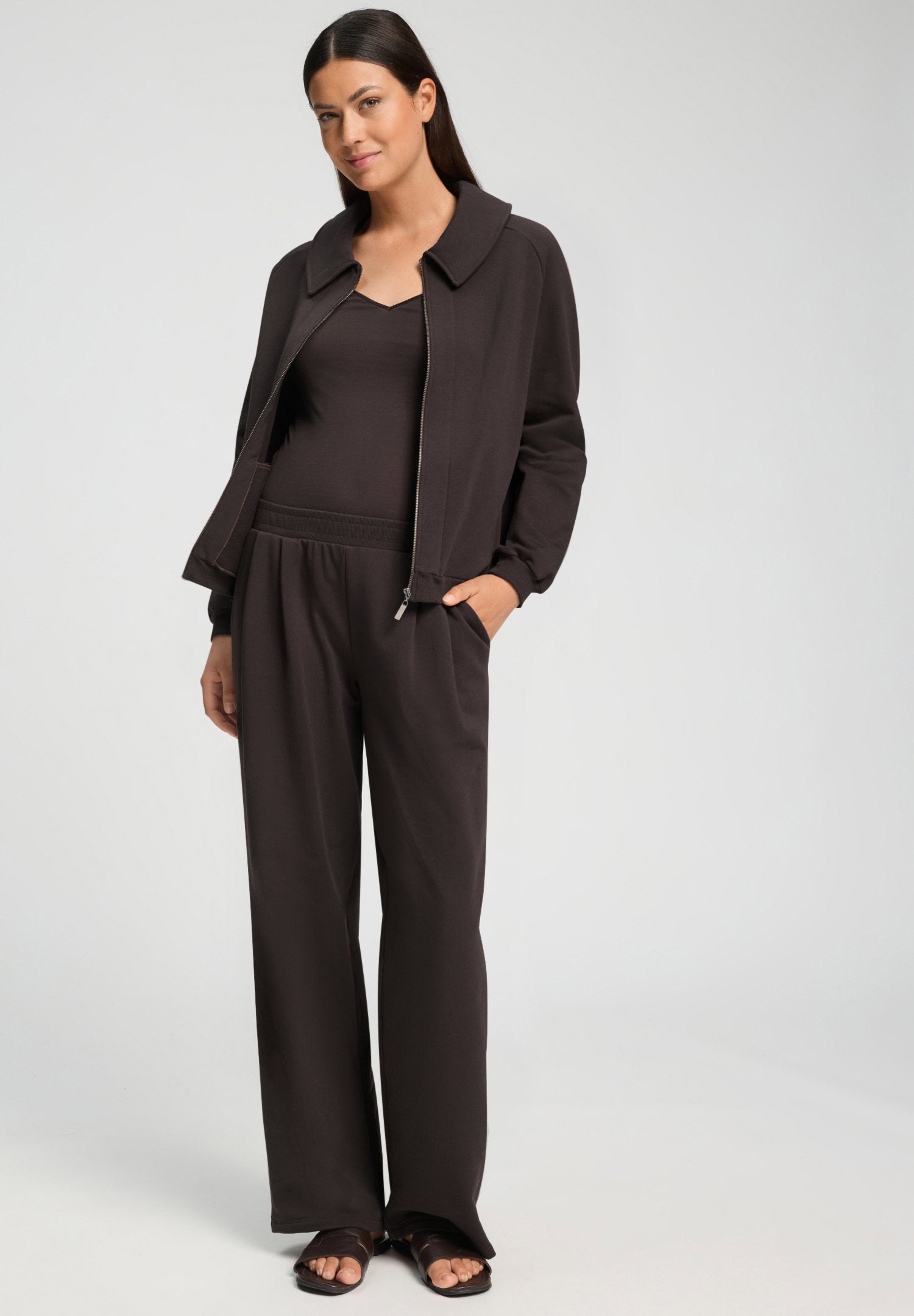 hanro-natural-living-cardigan-dark-mocha-baumwolle image 5