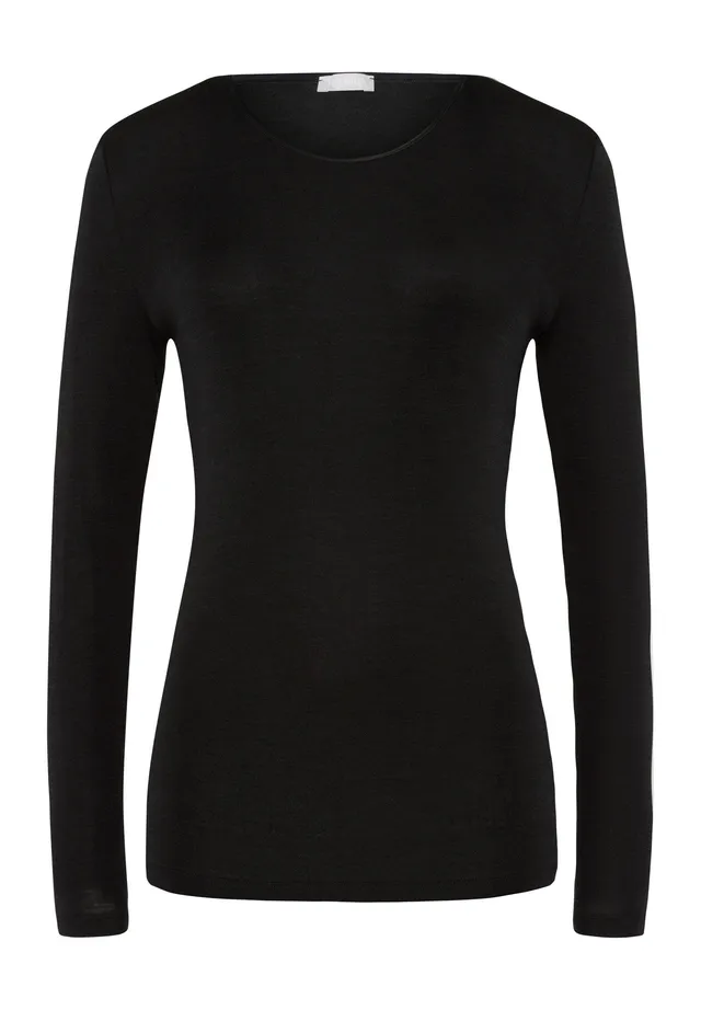 hanro-woolen-silk-shirt-langarm-schwarz-wolle-seide-top image 1