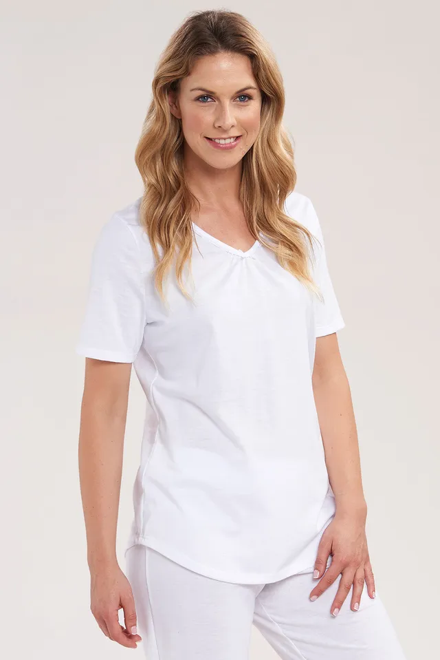 r-sch-be-happy-shirt-kurzarm-schlafshirt-wei-mit-spitze image 1